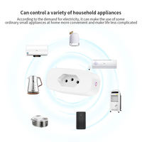 Système de maison intelligente, prise intelligente standard Brésil avec moniteur de puissance, contrôle via l'application Tuya, Wi-Fi, courant maximal 16A, commande vocale à distance