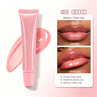 Baume à lèvres teinté en gelée effet miroir hydratant anti-dessèchement, 5 teintes pour tous les tons de peau