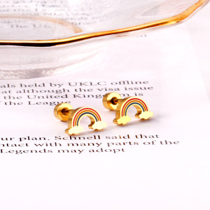 Rainbow Stud Earrings Zinc Alloy Cartoon Design Gift For Women Fashion Jewelry - Product Image 4