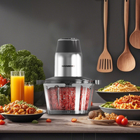 Hachoir à viande électrique portable 2L sur mesure pour cuisine, sans fil, avec lames en acier inoxydable, petit hachoir à viande