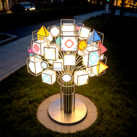 Lampada LED Pixel Cube Art Tree di Lianqiu, Illuminazione Paesaggistica con Telaio in Acciaio Inox 304, IP65 Impermeabile, Scultura da Esterno RGB Ra80 con Telecomando