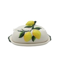 Assiette à collation créative en céramique 3D peinte à la main, style européen, motif végétal, pour hôtel, spécialités et fruits (inspiration citron)
