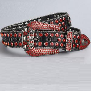 2023 nuevo diseñador fabricación al por mayor cinturones de cuero Pu hebilla brillante tachonado diamante cristal Rhinestone cinturón Bb <span class=keywords><strong>Simon</strong></span> - Product Image 4