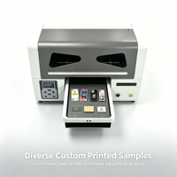 Industriële desktop A4 UV vlakbedprinter voor XP600 printkop, hoge resolutie 2400 DPI labelprinter voor telefoonhoesjes en bewegwijzering