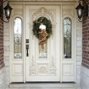 Porte coulissante décorative en bois massif de luxe pour l'extérieur, design double porte en bois - Product Image 4