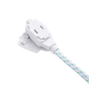 Extension Cord With Flat Plug 6FT Premium Braided 3 Outlet Flat Extension Cord 2 Prong With Low Profile Plug