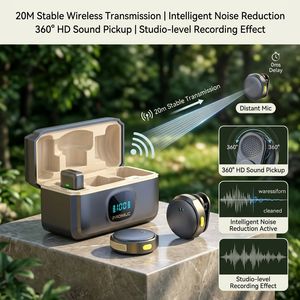 Microphone cravate sans fil avec suppression du bruit, portée de 65 pieds, batterie 20H pour TikTok, <span class=keywords><strong>YouTube</strong></span>, Vlogging, Enregistrement vidéo, Streaming - Product Image 4