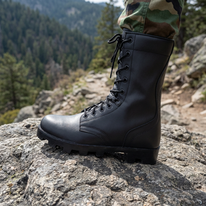 Bottes de combat personnalisées en cuir véritable <span class=keywords><strong>noir</strong></span>, imperméables, tactiques, pour l'extérieur, la jungle, le désert, à hauteur de cheville, avec doublure en mesh pour l'été - Product Image 6