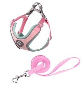 Conjunto de correa de arnés para perro mascota transpirable reflectante ligero hecho de gamuza y tela de malla - Product Image 6