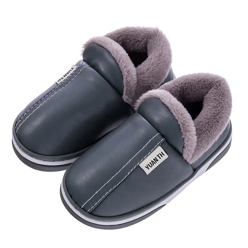 Factory wholesale hot selling pu upper women slippers with warm autumn winter kid colorful plush unisex indoor slippers shoe