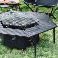 Table d'appoint pliable et portable en métal pour foyer extérieur et camping