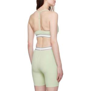 Mujeres Green <span class=keywords><strong>Serif</strong></span> Bralette Gym Workout Tight Crop Top Scoop Neck Fitness & Running Yoga Ropa deportiva al por mayor - Product Image 3