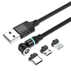 Type C Fast Charging Long-Lasting Nylon Braided IOS Charging Cable For Mobile Phone One-hand Magnetic Charging For Car