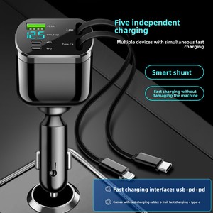 Chargeur de voiture rétractable 5 en 1 120W PD charge rapide avec adaptateur de câble USB C pour iPhone Android téléphone accessoires de voiture - Product Image 3