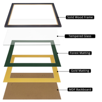 Cadre photo et porte-diplôme A4 marron en bois massif pour photo 5x7 avec passe-partout double et logo gaufré or – Vente en gros