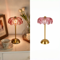 Lampe de table portable sans fil rechargeable à LED, lampe de chevet avec abat-jour en verre, à intensité variable par toucher, éclairage décoratif pour la maison