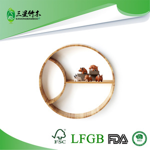 Bamboo hanging round <b>wall</b> <b>shelf</b>, creative round <b>wall</b>-<b>mounted</b> grid <b>shelf</b>, living room decorative <b>wall</b>-<b>mounted</b> frame. - Product Image 5
