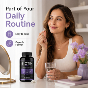 Complément alimentaire à base de biotine, antioxydant, pour la croissance des cheveux et le soin des ongles/peau, capsules avec soutien immunitaire pour adultes - Product Image 2