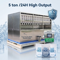 Usine de production de glace en cubes automatique de 5 tonnes avec système d'emballage et de scellage, machine à glace en cubes pour usine de glace au Nigeria et en Arabie Saoudite
