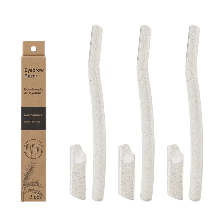 3 pcs/box Eco Friendly Recycled 100% Biodegradable Exfoliating Dermaplaning Face Eyebrow Trimmer Razor