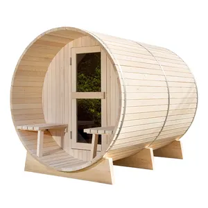 4-6 People Cedar Pine Hemlock Barrel Sauna Infared Sauna With Multi Layer Heat Technology