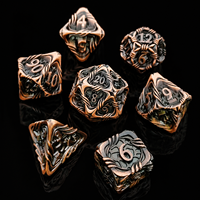 Ensemble de dés en métal DND Rose Copper Green Gleam Vine, 7 pièces, faits à la main, à bords tranchants, polyédriques, pour les jeux de rôle sur table Dungeons & Dragons
