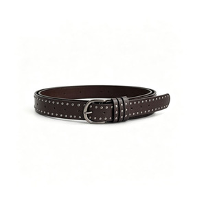 Ceinture en cuir noire pour femme, style punk, avec boucle en alliage et rivets, accessoire décoratif pour jeans et robes, design coréen - Product Image 1