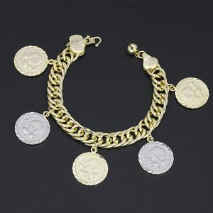 Bracelet JXX Hip Hop en laiton plaqué or et argent avec pièces gravées pour homme - Product Image 4