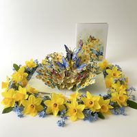 Carte de vœux 3D pop-up avec motif narcisse et papillon pour anniversaire, fête des mères et Noël, pour rétablissement, en papier artistique, intérieur vierge, fabriquée en Chine