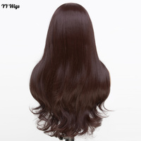 Swiss Lace 13x6 Futura Cheveux Synthétiques Lace Front Perruque Longue 33 # Brun Corps Vague Résistant À La Chaleur Sans Colle Demi Main Attachée Perruque Femme