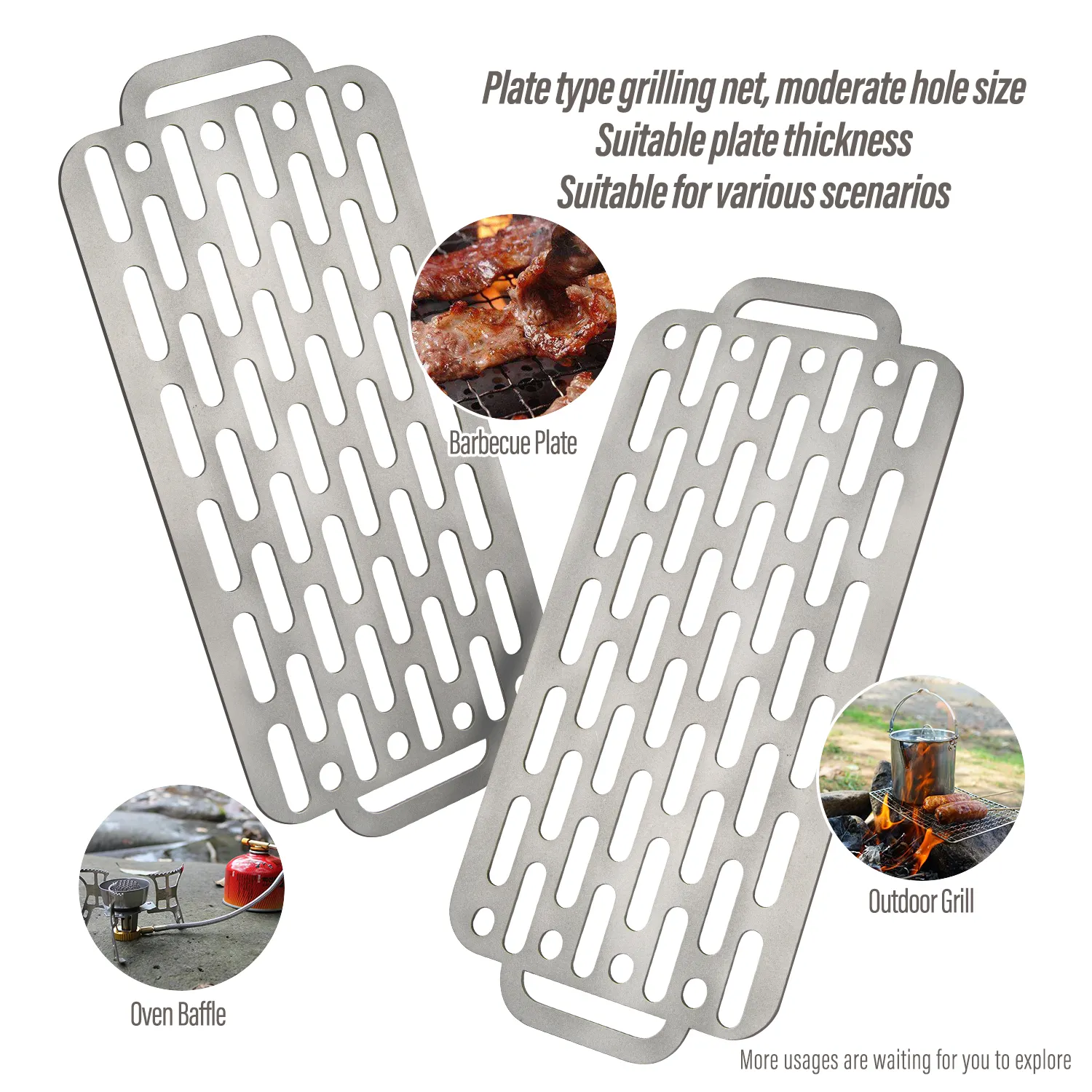 TiTo Manufacturer Outdoor Camping Portable Fireproof Charcoal Barbecue BBQ Grill Anti -Rust Metal Titanium BBQ Mesh Grill Plate