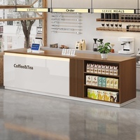 QT-250X Comptoir de caisse personnalisable YHSYT-2503 pour les magasins de thé au lait, d'aliments pour animaux et de supermarchés, design moderne et minimaliste avec rangement