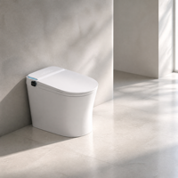 WC intelligent allongé avec télécommande, siège chauffant, lavage féminin et desinfectant pour les hanches, capteur, buse autonettoyante et drainage en S