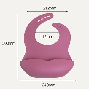 Baberos de silicona impermeables de color sólido tipo arco 300 mm x 240 mm para alimentación de niños de 0 a 12 meses - Product Image 1