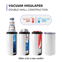 Lot de 25 supports à canettes vierges pour sublimation, blancs, 4-en-1, 16 oz, avec deux couvercles interchangeables, pour fêtes, entrepôt USA