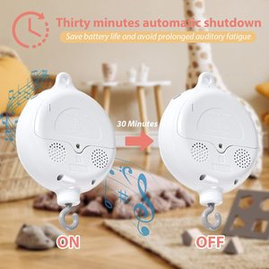 Motor móvil de cuna con batería y control de volumen de 12 canciones de cuna largas personalizadas, caja de música móvil giratoria para bebé para Baby Shower - Product Image 5
