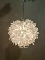 Lampes suspendues en cristal de quartz naturel pour salon, lustre en cristal de roche