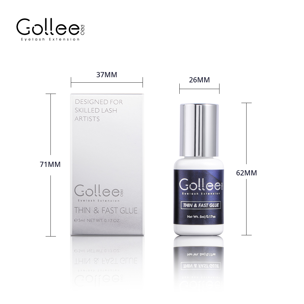 Gollee, оптовая продажа, легкие, мягкие, химические, органические, сухие, быстрые Популярные тонкие клеевые ресницы