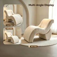 Sofá reclinable ergonómico en forma de S con tapicería de sherpa suave, sillón de ocio.