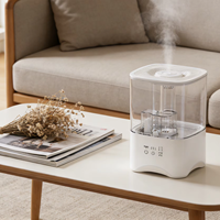 Humidificateur de bureau ultrasonique blanc moderne avec hygromètre, capacité de 5 L, panneau de commande tactile pour chambre à coucher, bureau, maison et hôtel