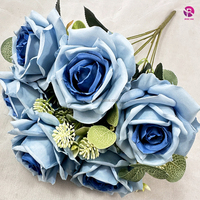 Fleurs artificielles bleu saphir, fleurs de mariage, fleurs en soie, décorations de roses bleues artificielles pour événements, fournitures pour fêtes