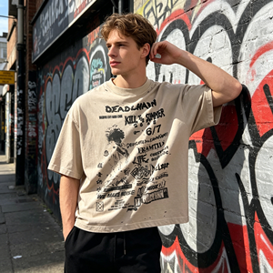 เสื้อยืดเจอร์ซีย์ผู้ชายไซส์ใหญ่พิเศษ แบบเรียบ ล้างสีสไตล์วินเทจ พิมพ์ลายลำลอง มีเอกลักษณ์ คุณภาพสูง ผ้าฝ้าย 100% สตรีทแวร์ - Product Image 3