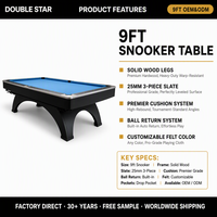 Table de billard snooker sur mesure de 9 pieds avec retour de billes, pieds en bois massif, ardoise Jiujiang de 25 mm et coussinets en caoutchouc K55 de qualité supérieure