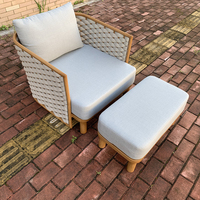 Ensemble de meubles de jardin d'extérieur canapé en aluminium chaise longue en corde tissée