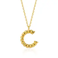Chic 18K Gold Plated Twisted Touw C Vorm Hanger Ketting Delicate 925 Puur Zilver Glad C Brief Ketting