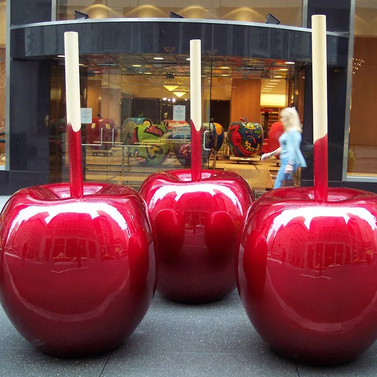 outdoor garden Sculpture electroplating fiberglass Big Candy Apples sculpture