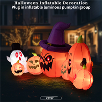 Grande citrouille gonflable lumineuse de 2,5 mètres pour Halloween, décorations d'extérieur pour cour, fantômes électriques à brancher
