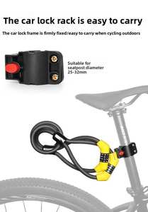 Verrou à câble en acier à combinaison <span class=keywords><strong>antivol</strong></span> à 4 chiffres, double tête, menottes, verrou pour scooter électrique avec support pour vélo électrique - Product Image 3