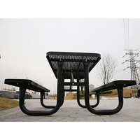 Mesa ADA de malla metálica portátil para restaurante al aire libre con Banco Rectangular con revestimiento termoplástico, mesa de Picnic para Discapacitados de 4 "6" o 8"