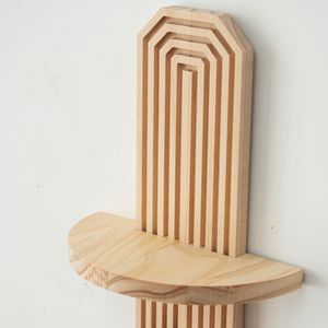 Wooden <b>Wall</b> Mounted Shelf Irregular Shape Natural Wood Color Home Decor <b>Display</b> Rack For Plant And Candle - Product Image 2